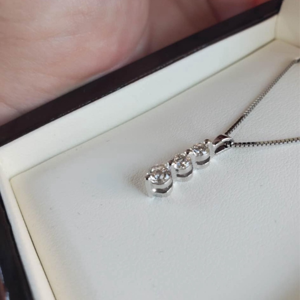 Elegant Silver Necklace with Triple Gemstones